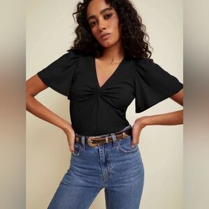 Nation LDT Black Short Sleeve Blouse /Top